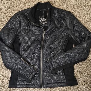 Prana Black Quilted Leather Jacket